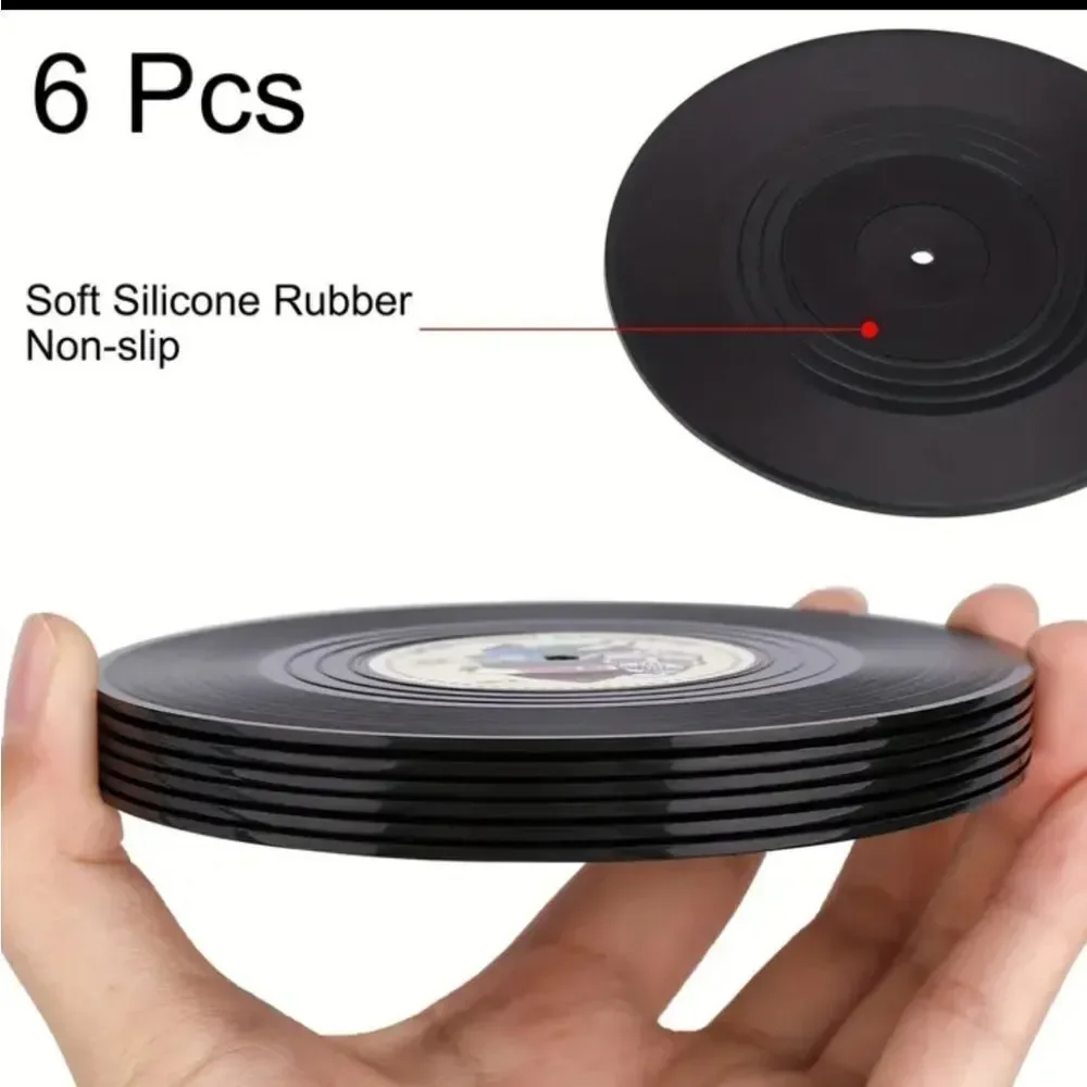 Vintage Vinyl Record Coasters – Retro 45s Novelty Drink Coaster Set Music Decor
